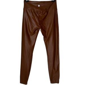 Santiny High Waist Tummy Control Leggings‎ Pull On Pants Women Size S Metallic